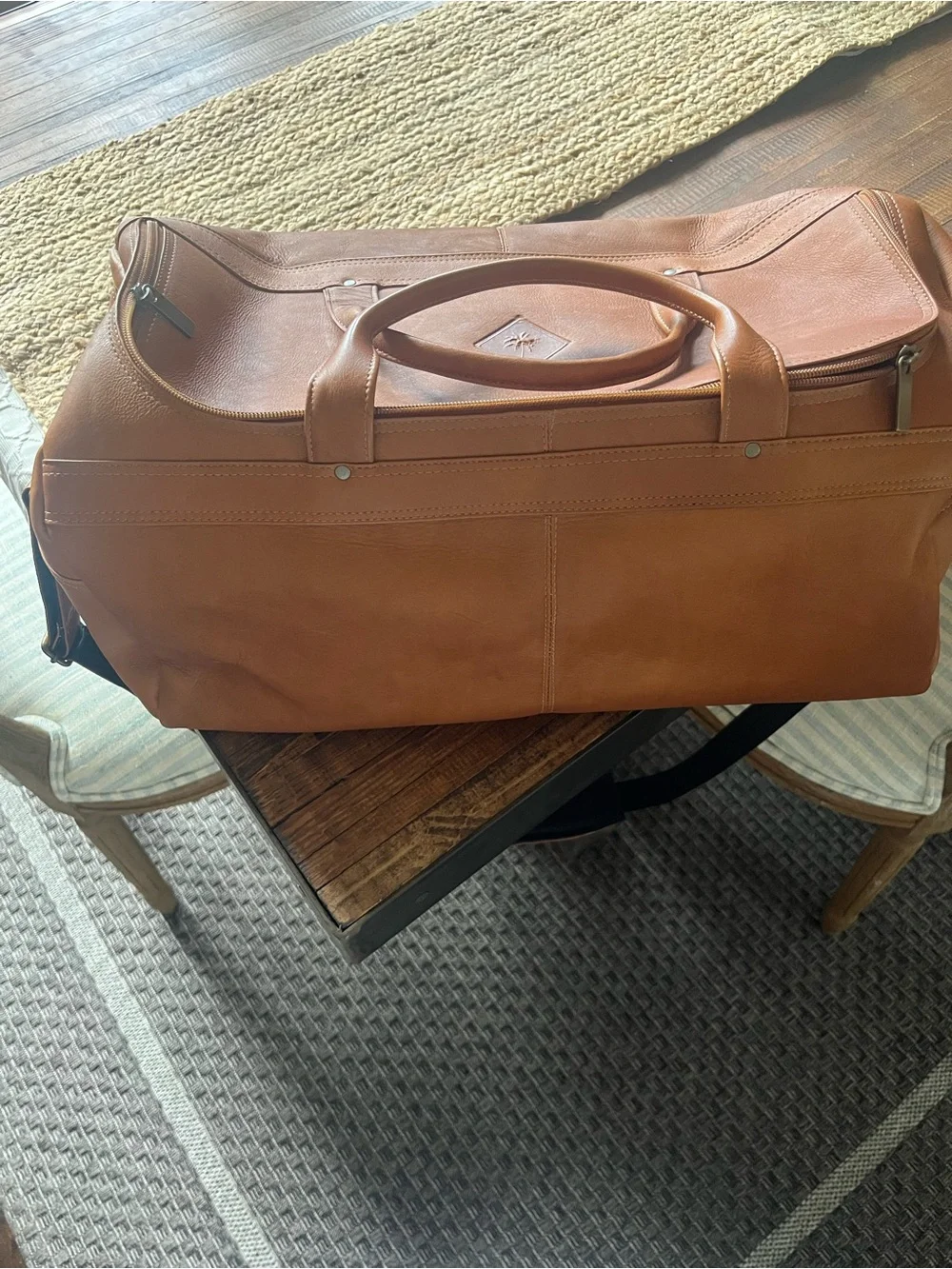 Winston Collection Tan Leather Weekend Duffle Bag